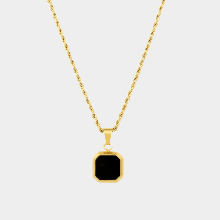 Gold Onyx Stone Necklace Pendant