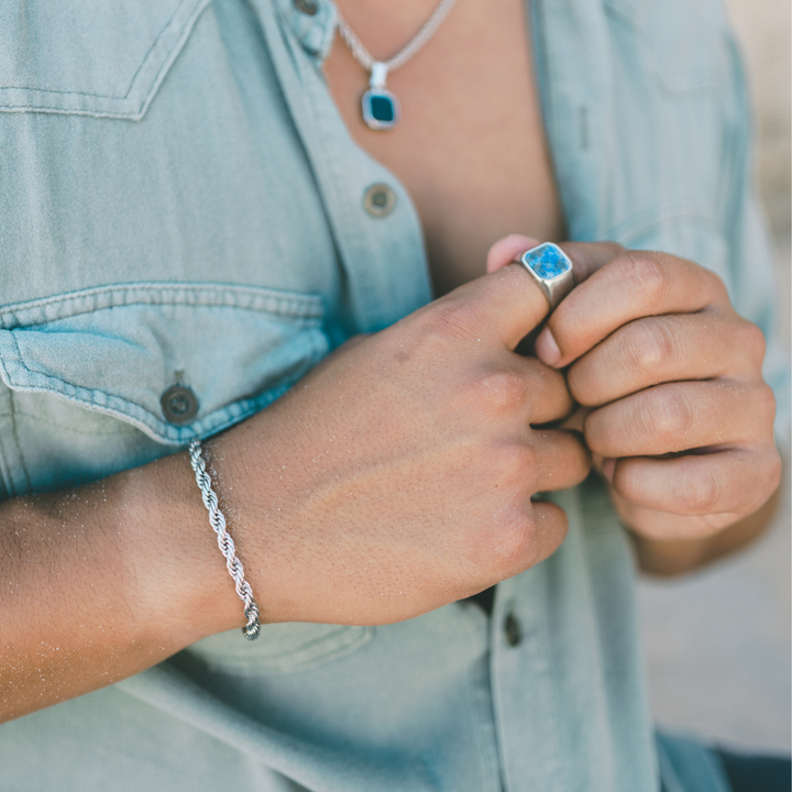 Silver Genuine Lapis Lazuli Stone Signet Ring