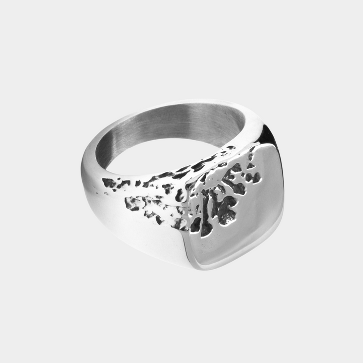 Silver Moon Imprint Signet Ring