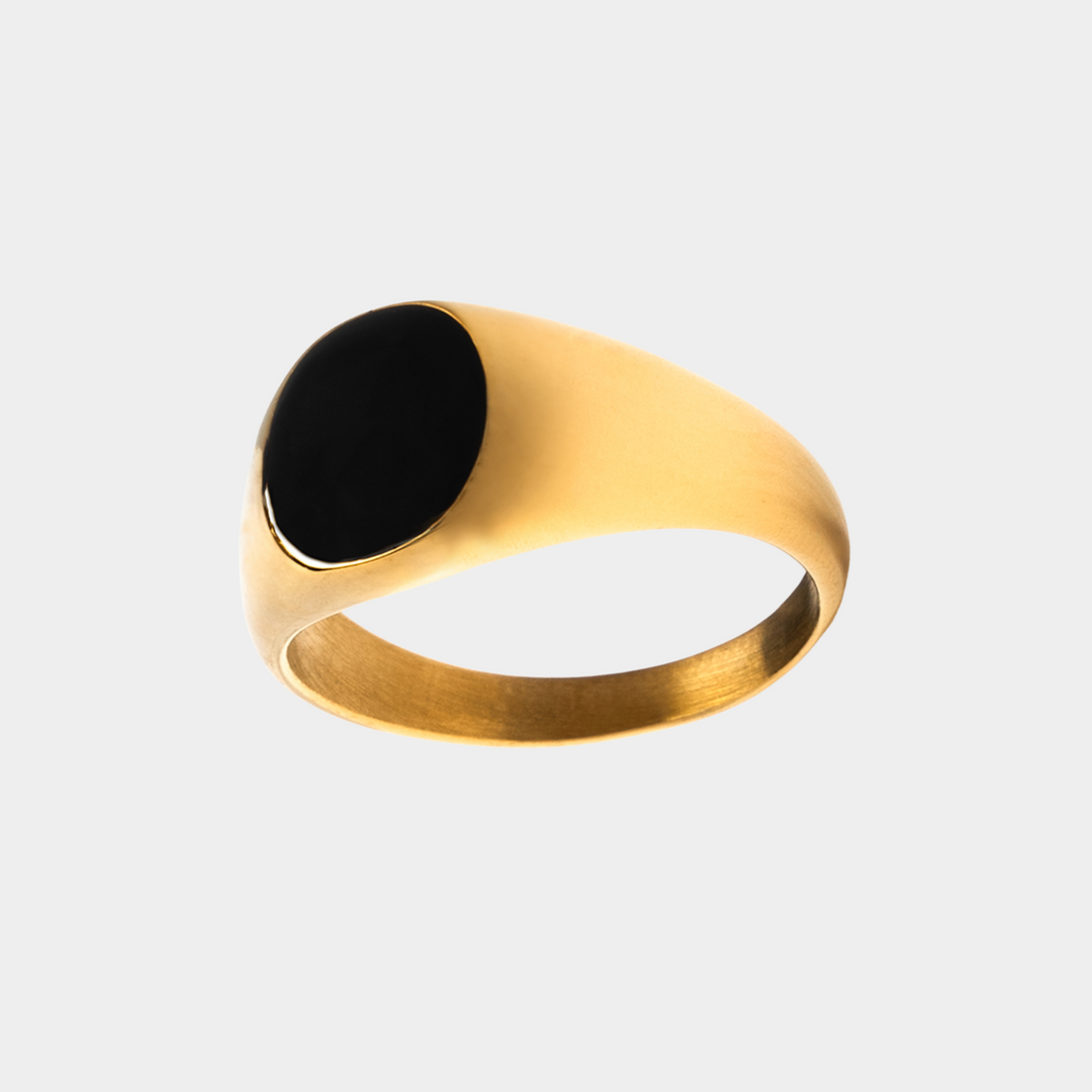 Gold Onyx Stone Signet Ring