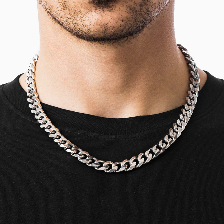 Silver Cuban Chain Necklace 11MM