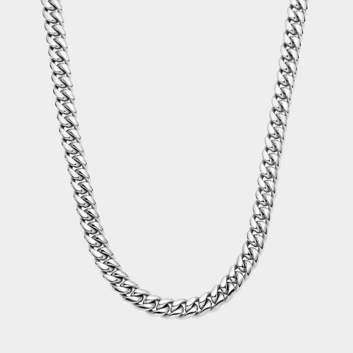 Silver Cuban Chain Necklace 11MM