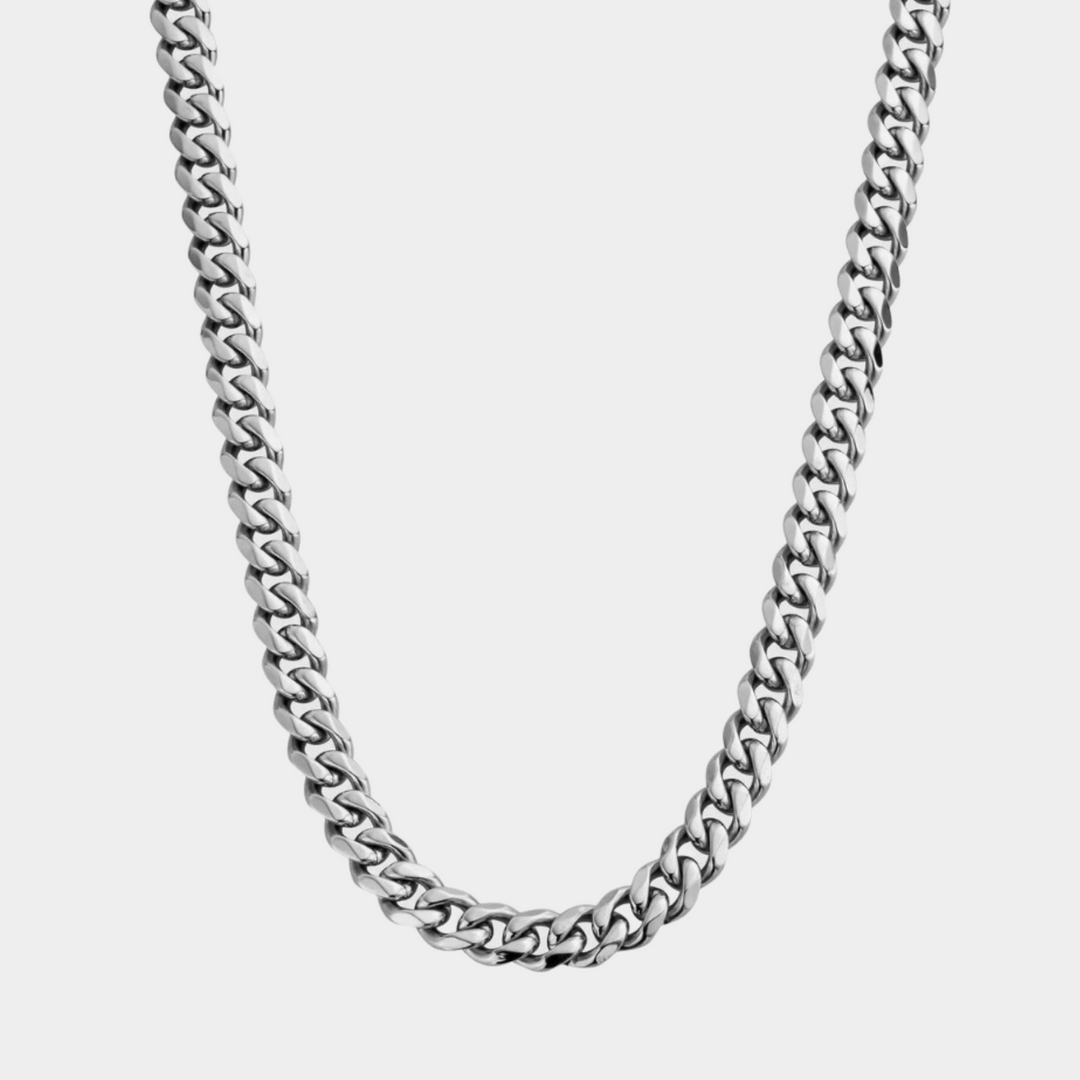 Silver Cuban Chain Necklace 9MM