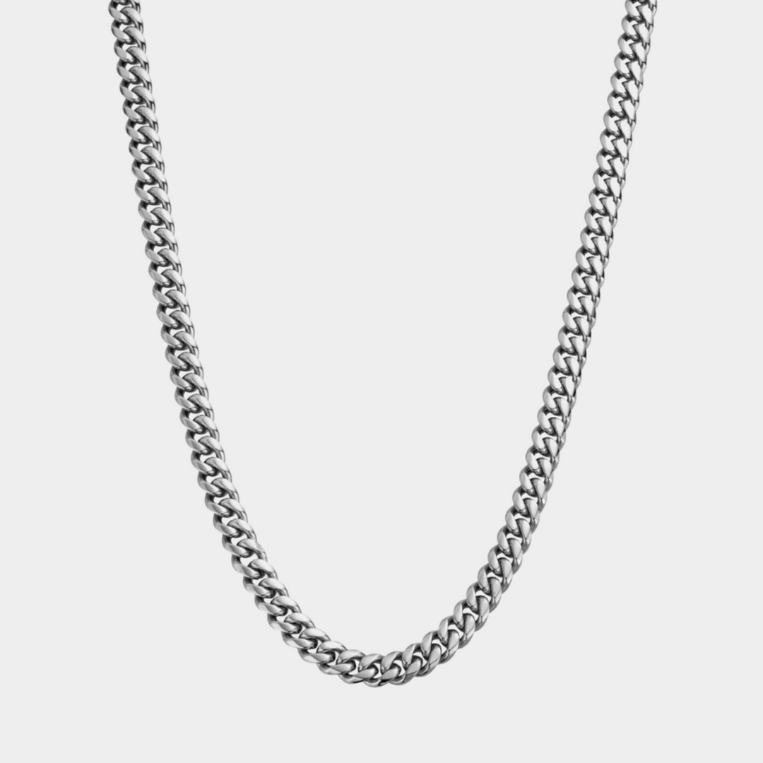 Silver Curb Chain Necklace 7MM