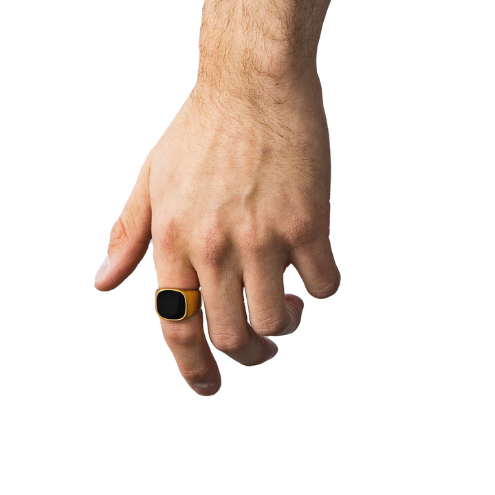 Gold Onyx Stone 20MM Signet Ring