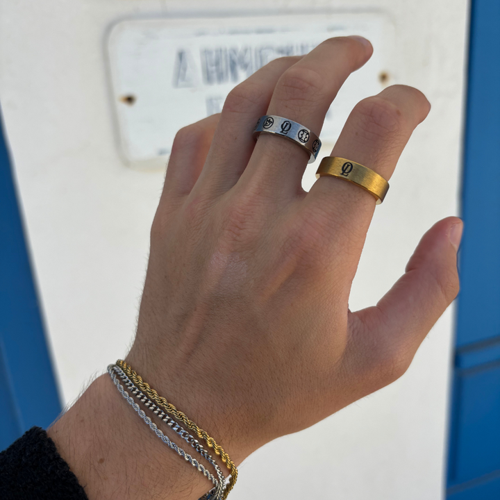 Silver & Gold Pair Of Freedom Band Rings