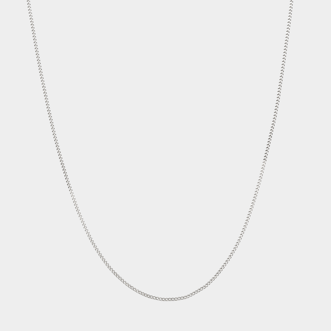 Diamond Cut 925 Italian Silver 1mm Curb Necklace