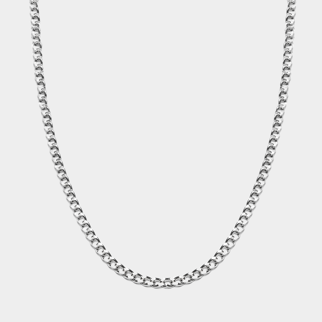 Diamond Cut 925 Italian Silver 4mm Curb Necklace