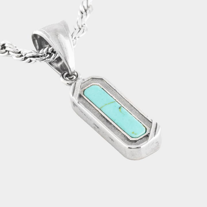 Silver Belgravia Genuine Turquoise Stone Necklace Pendant