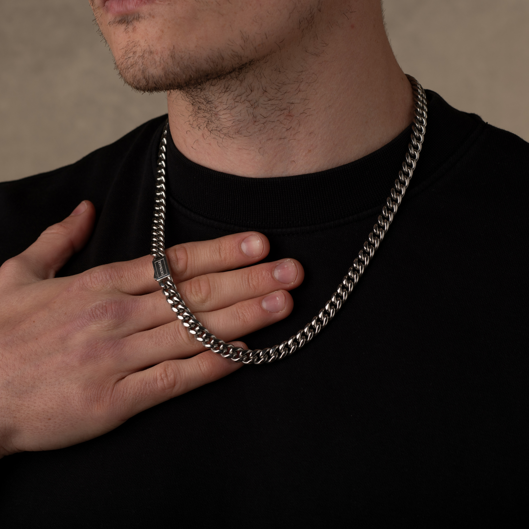 Silver Cuban Chain Necklace 8MM