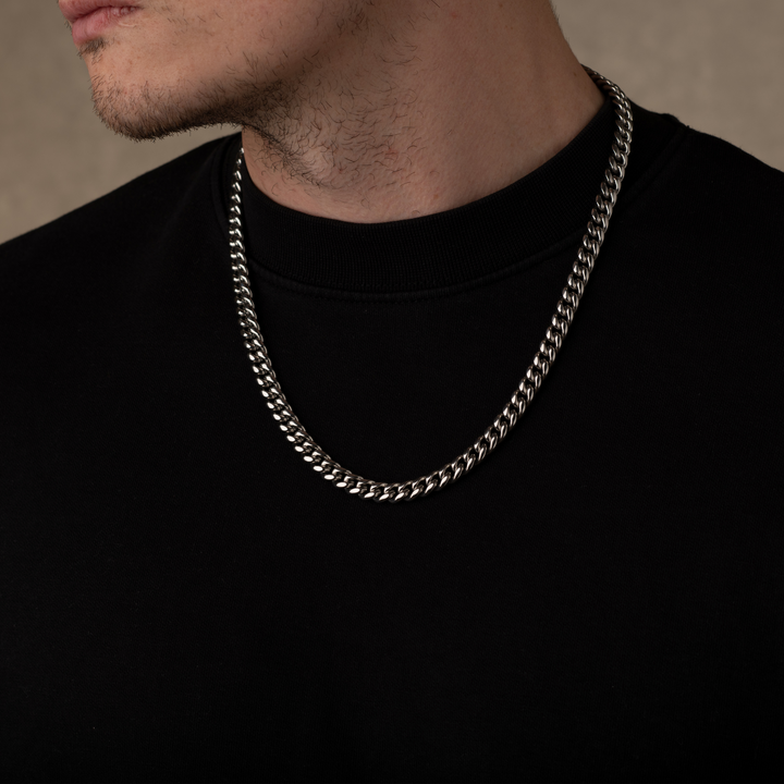 Silver Cuban Chain Necklace 8MM