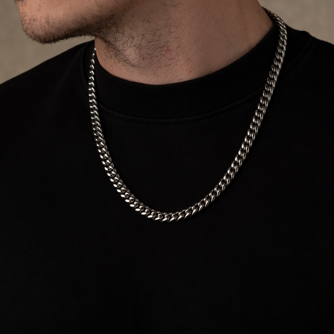Silver Cuban Bracelet & Chain Set – 8mm