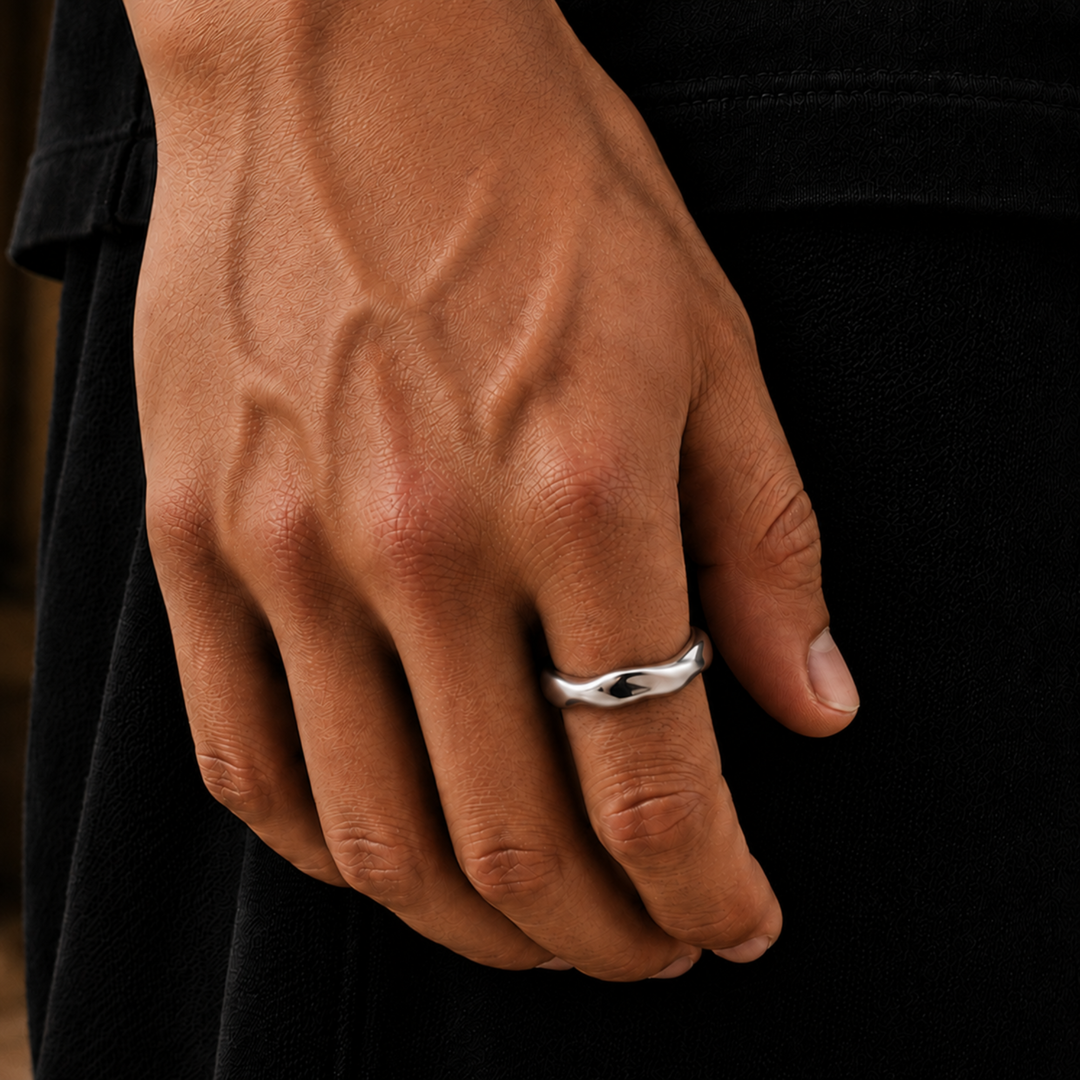 Silver Wavy Band Ring 6MM