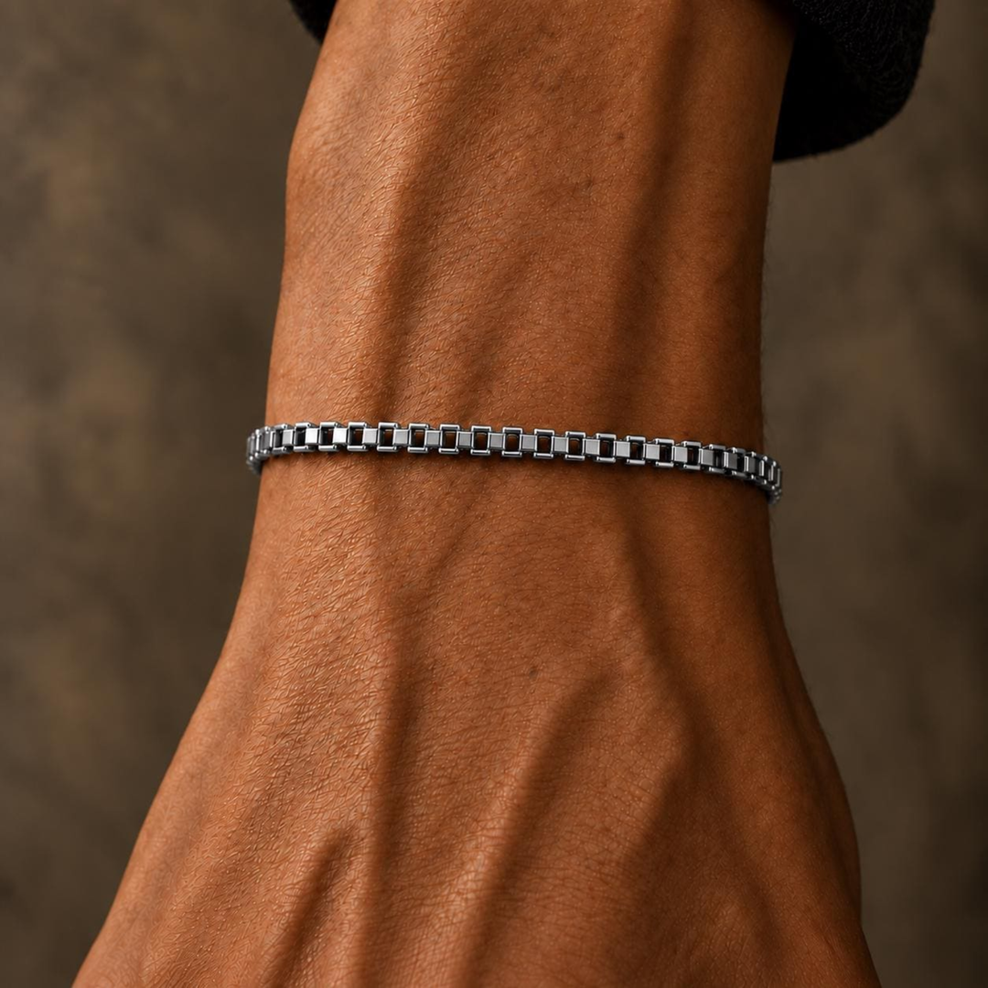 Silver Box Chain Bracelet - 3mm