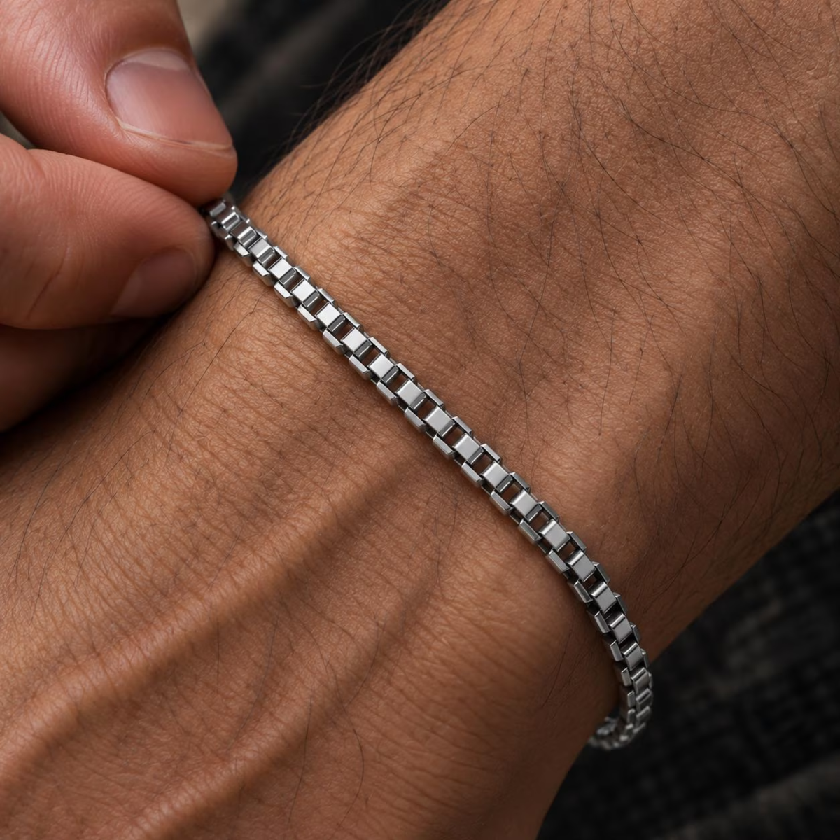 Silver Box Chain Bracelet - 3mm