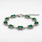 Emerald Gemstone Bracelet Silver