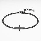 Black Cross Bracelet Cuban Chain 3MM