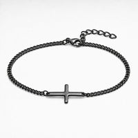 Black Cross Bracelet Cuban Chain 3MM