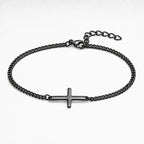 Black Cross Bracelet Cuban Chain 3MM