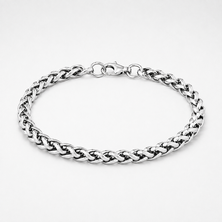 A silver-toned metal curb chain bracelet with a lobster clasp, displayed on a clean white background.