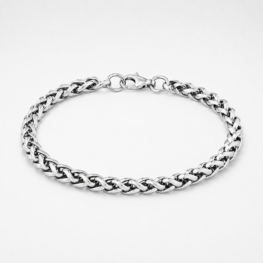 A silver-toned metal curb chain bracelet with a lobster clasp, displayed on a clean white background.