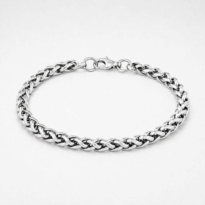 A silver-toned metal curb chain bracelet with a lobster clasp, displayed on a clean white background.
