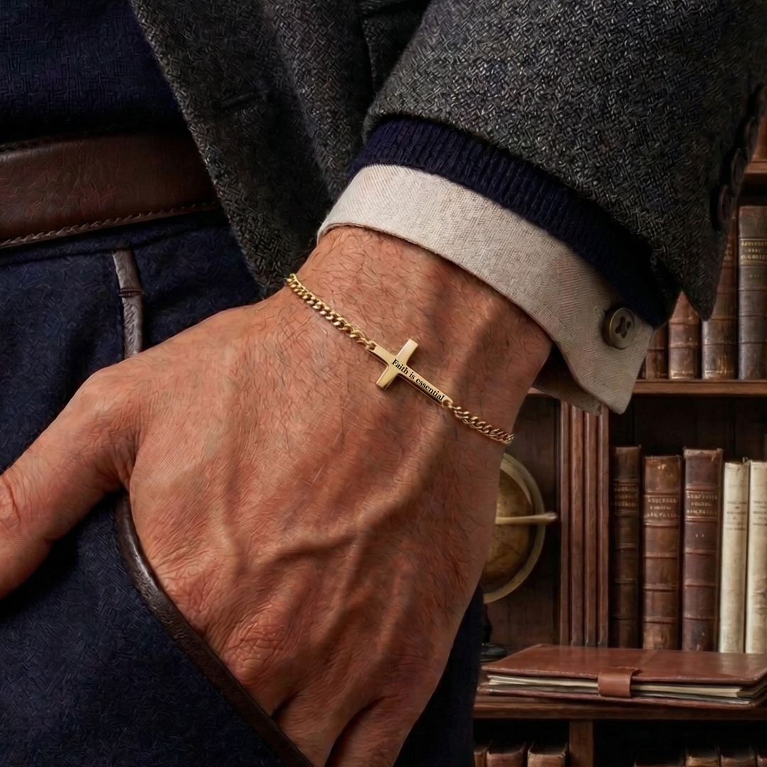 Gold Cross Bracelet Cuban Chain 3MM