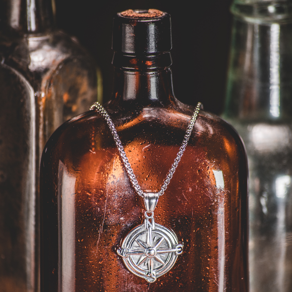 Silver Compass Necklace Pendant