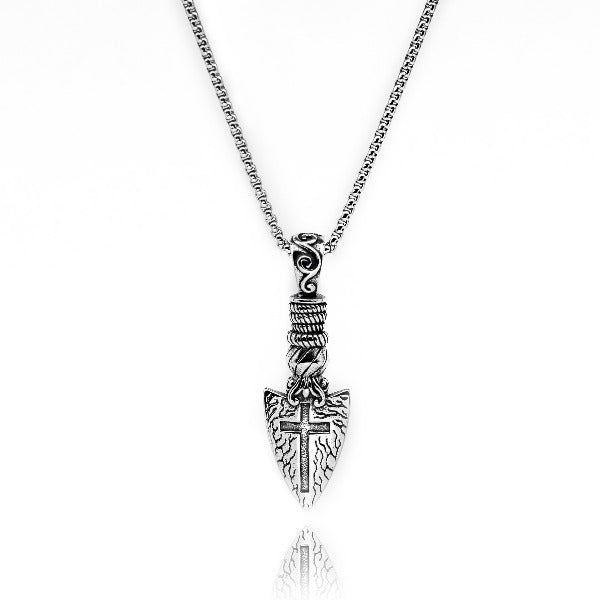 Silver Cross Dagger Necklace Pendant